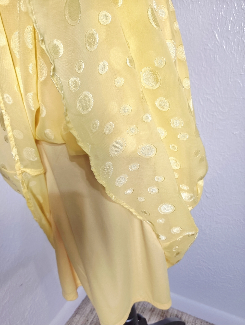 NY Collection Yellow Swiss Dot Tie-Waist Dress, Short Puff Sleeves, Size PM, NWT - Picture 6 of 14